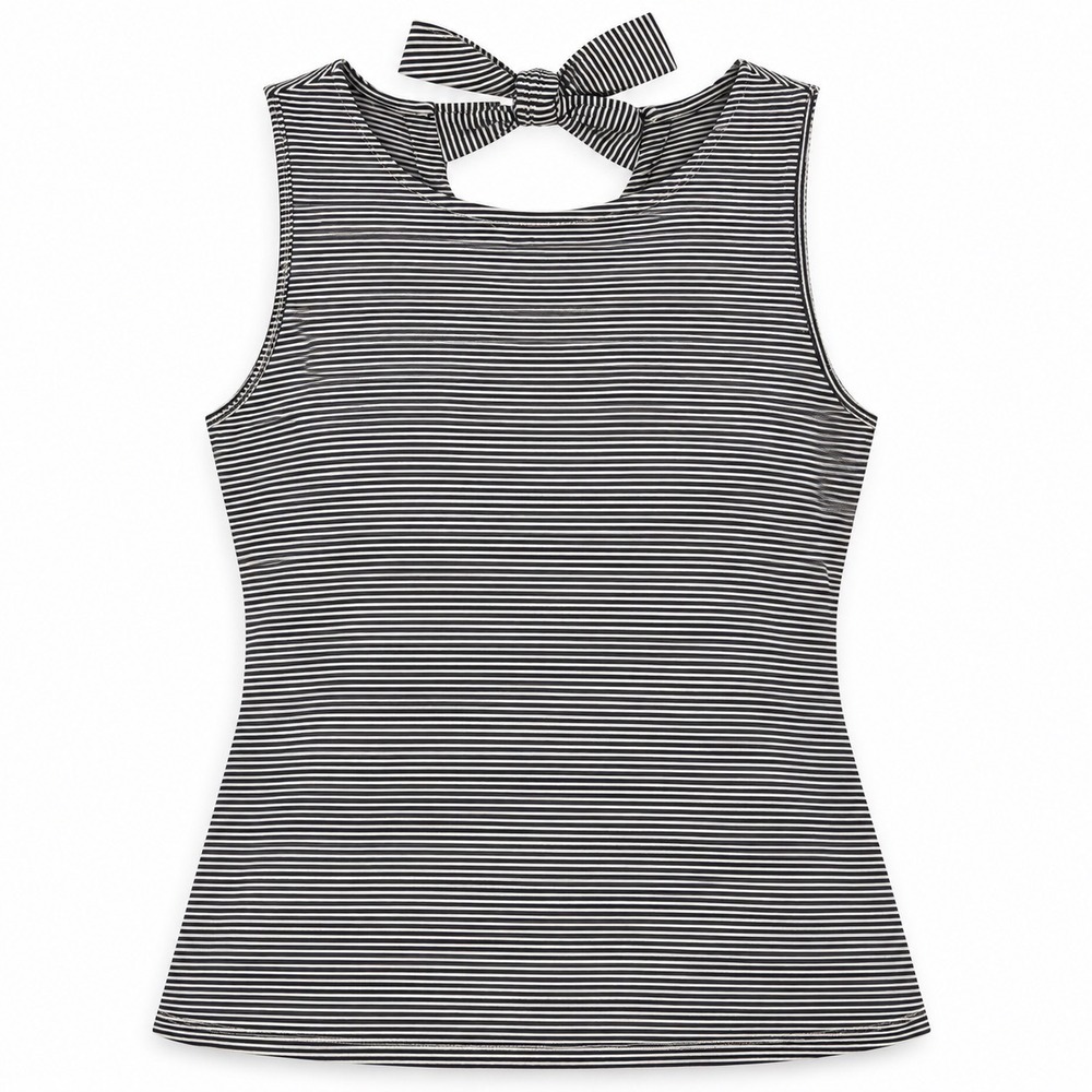 Loft Womens XS Navy Blue White Striped Sleeveless Tie Back Keyhole Tank Top
